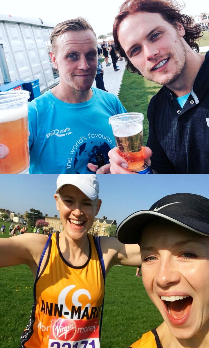 'We rise by lifting others.'~Robert Ingersoll❤
•Sam&his brother Cirdan running the #GreatNorthRun in 2016 in support of #Bloodwise.💪🏻🏃🏻👬
•Cait&her sister Anne-Marie running the #LondonMarathon2018 in support of #WorldChildCancer.💪🏻🏃🏻‍♀👭 #SamHeughan #CaitrionaBalfe
