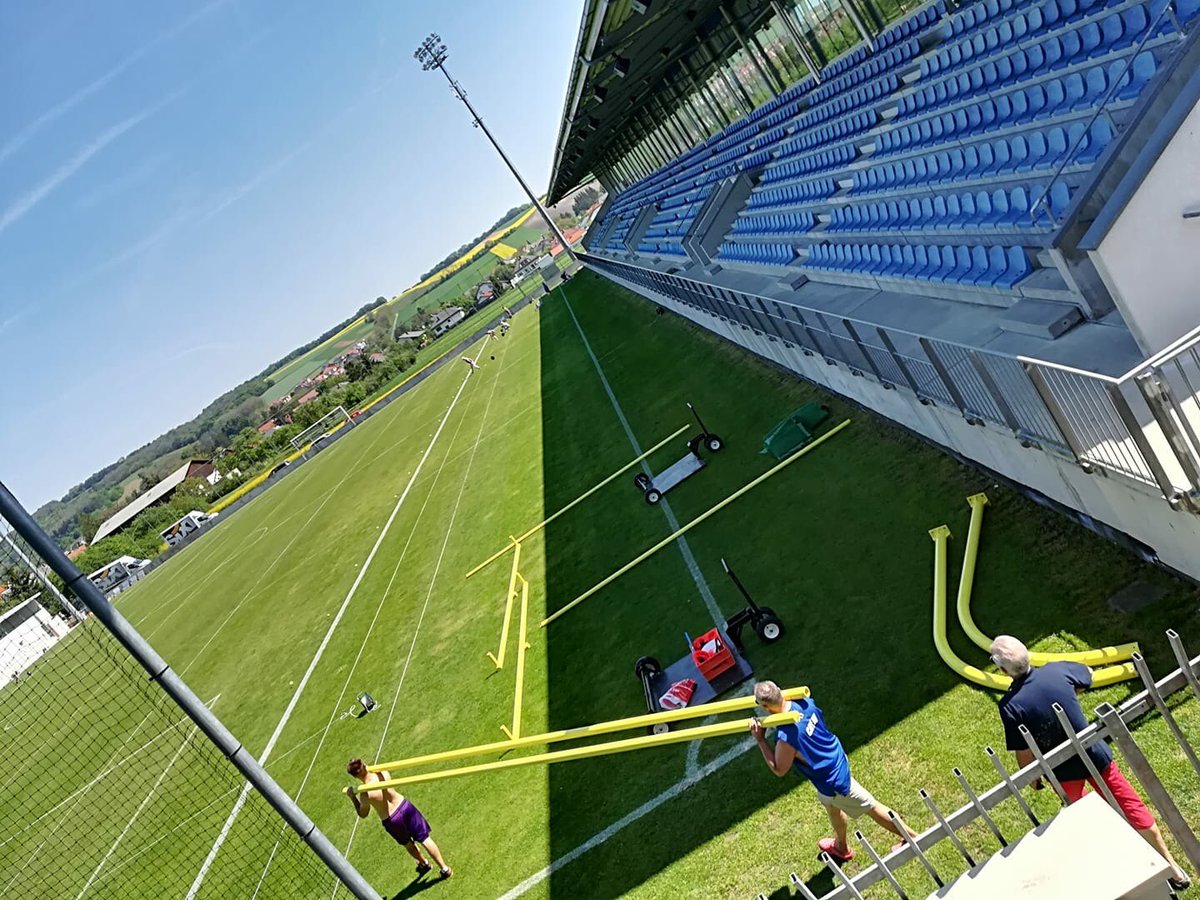 ViennaVikings's tweet photo. The Preparations for the #VineaResort #CharityBowl at the #SonnenseeStadium are in full effect! We cant wait to play the @Roosters1979 tomorrow at 12pm. #BeThere #DaciaVikings #Allin #StarkeHelfenSchwachen #vamily #pregamearea #activepark #BeActive https://t.co/r56XZ2eRI3