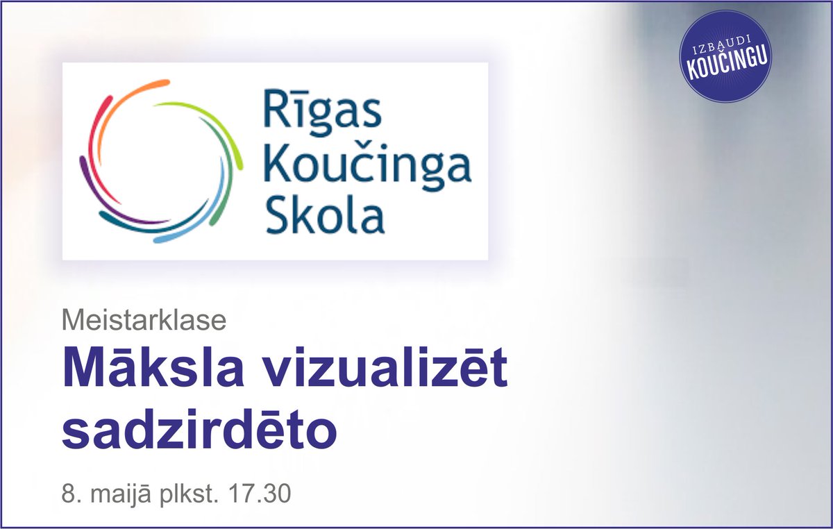 ICFLatvia's tweet photo. Meistarklase.Māksla vizualizēt sadzirdēto #RīgasKoučingsSkola Reģistrējies tūlīt: https://t.co/Fm16JX4PPP #StarptautiskāKoučingaNedēļa2018 #ExperienceCoaching https://t.co/edjuRF8P8y