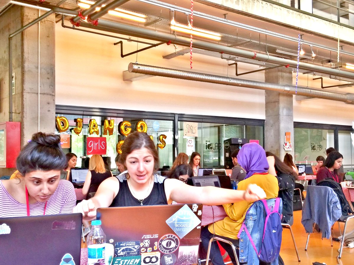 djangogirlsIst's tweet photo. That moment when your code works ! 
@BiLGiOfficial 
#yay #django #djangogirls #python #code #wecancodeit https://t.co/J3reeuP9YA