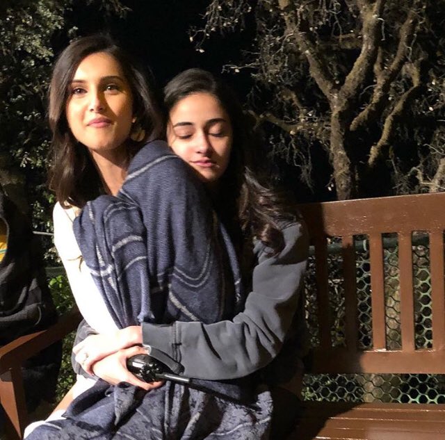 The students fighting the cold. #AnanyaPanday and #TaraSutaria on the sets of #SOTY2.