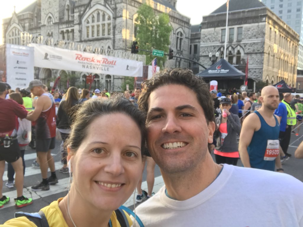 Off to the races w/ <a href="/jeremydkane/">Jeremy Kane</a>! Not feeling confident in my post-baby level of training, but it’s a gorgeous day to be outside in #Nashville ☀️#runNashville <a href="/RunRocknRoll/">Rock ‘n’ Roll Running Series</a>