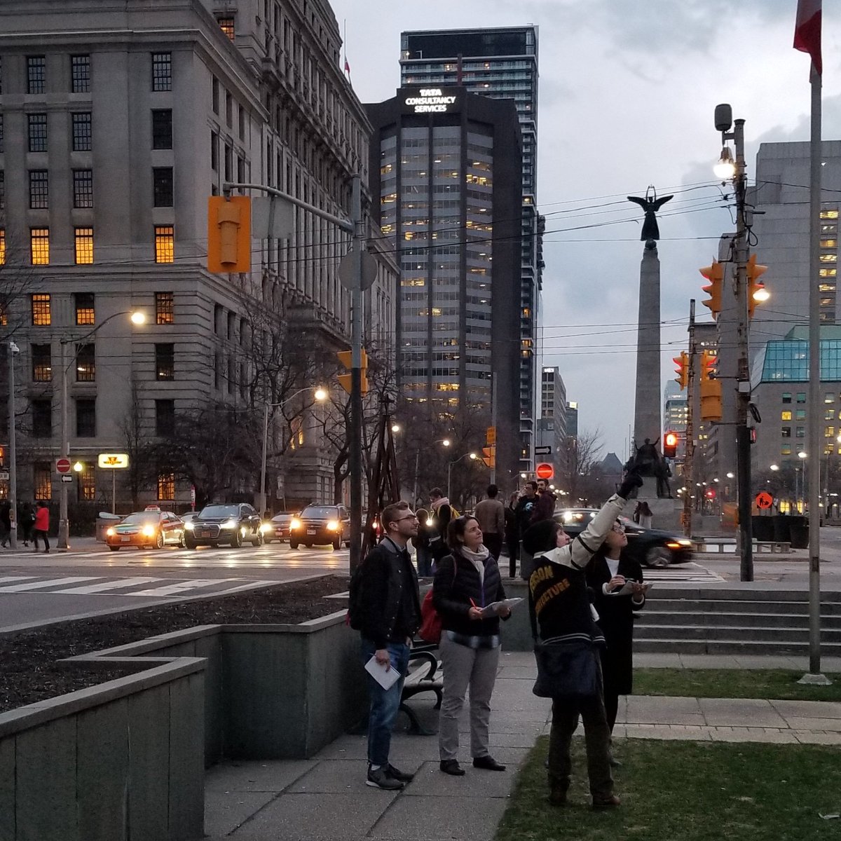 ToSoArch's tweet photo. Our #TSAtour guides were hard at work last night on #UniversityAve practicing for this year's tour season ! Join us every weekend June to October as we discover #Toronto's #modern built heritage! #architourism https://t.co/PMTO6ggLi5