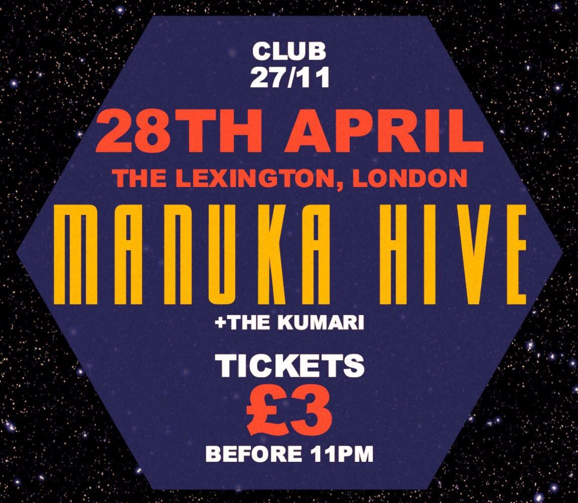 LONDON! Tonight we swing by the historic <a href="/thelexington/">The Lexington</a> for our biggest and most feral show to date with brothers <a href="/TheKumari/">The Kumari</a> . 👹 Info > bit.ly/HiveLexington #London