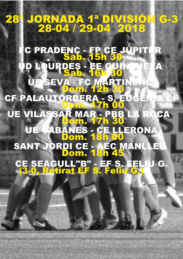 BucetaFidel's tweet photo. #1divFEM3 J.28 #Futfem
Complicades sortides per @Manlleufemeni i @PBBLAROCA que visiten 2 camps @cesantjordi i @UEVilassardeMar amb el fantasma del descens sobrevolant.
L'@eeguineueta marca la permanència com a millor 9è de la #1divFEM https://t.co/Q7eC2vdKys