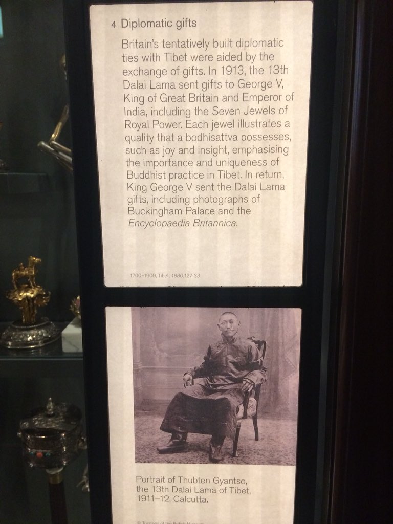 tibetcurator's tweet image. Ooh! Didn’t expect to see my research in @britishmuseum Hotung Gallery Diplomatic gifts from 13th Dalai Lama to George V But no mention of Tibet claims to independence though #THObjectLessons Read my article for that: cambridge.org/core/journals/…