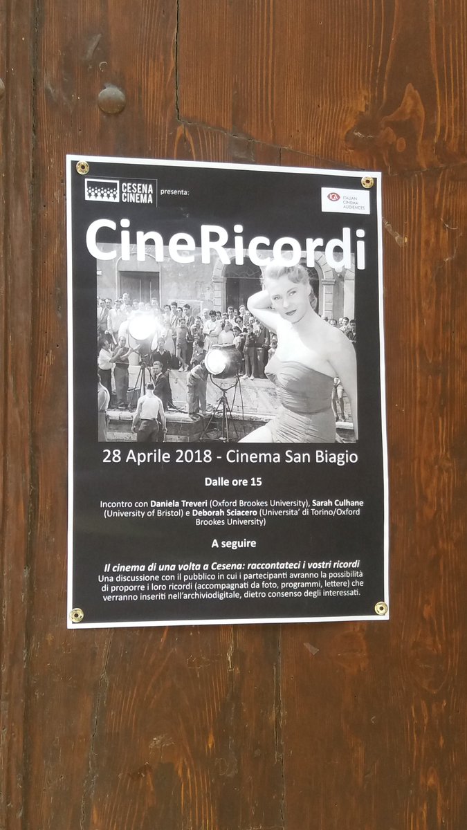 saraculh's tweet photo. Getting set up for the second CineRicordi event at Cinema San Biagio, #Cesena where the sun is splitting the stones @cinema_memories @dtreveri https://t.co/jzlbGg2Nyo