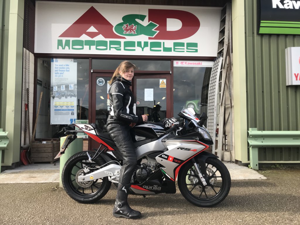 Miss magi davies picking up her #aprilia rs4 125 Thank you so much magi enjoy the ride from all <a href="/A_DMotorcycles/">A&D Motorcycles Ltd</a> <a href="/PiaggioSeb/">Seb UK-Piaggio</a>