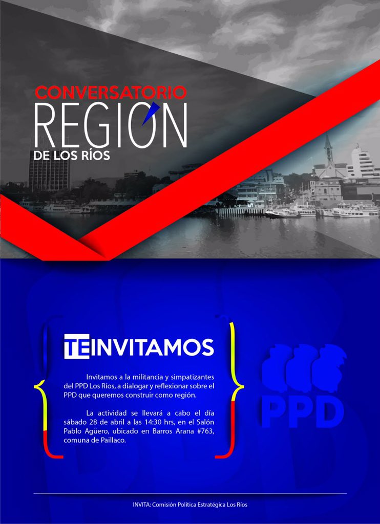 HOY! en la comuna de Paillaco, a partir de las 14:30 hrs. Te invitamos a dialogar acerca del <a href="/PPD_Chile/">Partido Por la Democracia</a> que queremos desde la Región. #LaFuerzaDelCambio