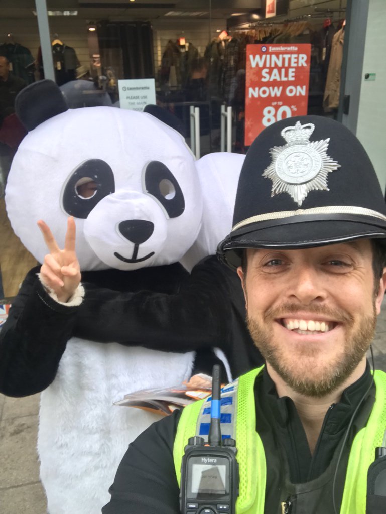 NYP_York's tweet photo. We’re busy in town today…but not busy enough to get a quick selfie with a panda!!!
We’ve also dispersed two males out of the city centre for a period of 24 hours for behaviour that could lead to ASB.
#OpErase #PC1810 #pandalove #PoliceWithPride https://t.co/cOTfoS4W1m