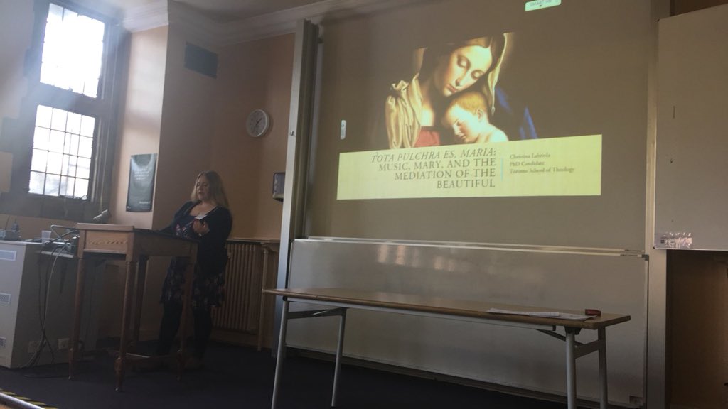 CMWDurham's tweet photo. Final sessions of #cmwdurham day 2 have kicked off. In #catholicmusic Christina Labriola @TorSchTheology talks about Music, Mary &amp; the Mediation of the Beautiful https://t.co/u2tOmmdaWX