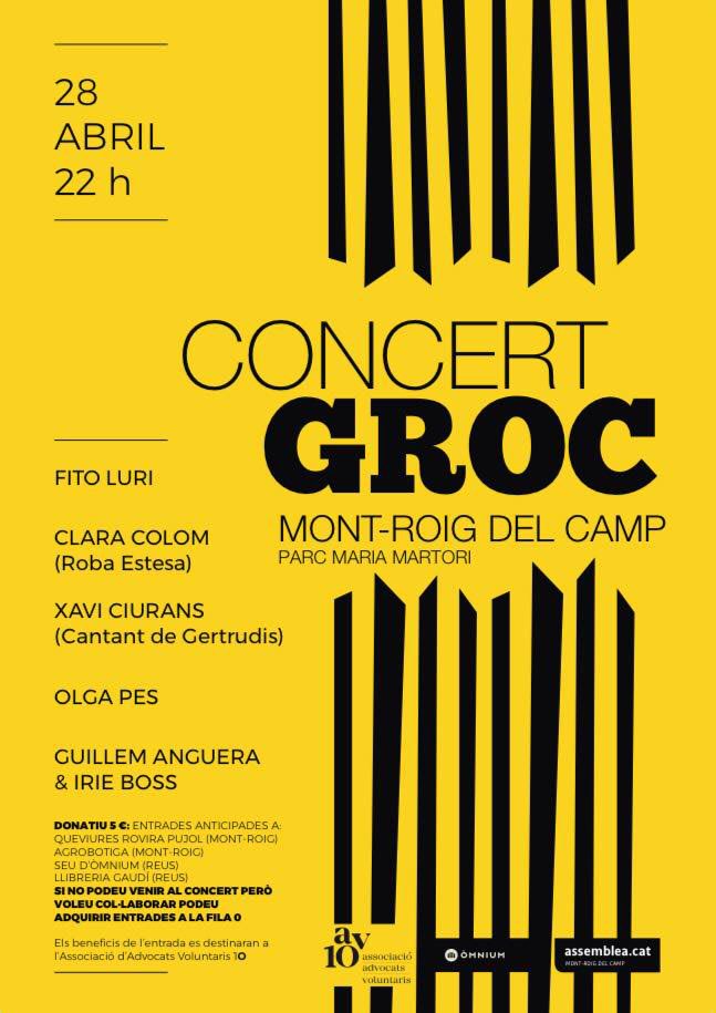 Carles_Ferrer's tweet photo. Avui #ConcertGroc a Mont-roig amb @fitoluri @guillem_anguera #ClaraColom #XaviCiurans #OlgaPes

Gràcies per fer-ho possible 
#Seguim https://t.co/c4qh6w6PEx