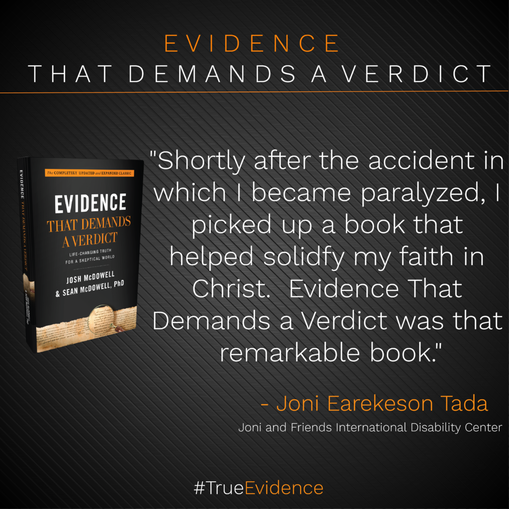 authenticmedia's tweet photo. "Shortly after the accident in which I became paralyzed, I picked up a book that helped solidify my faith in Christ. #EvidenceThatDemandsaVerdict was that remarkable book."  #TrueEvidence https://t.co/cjWdViMwyN