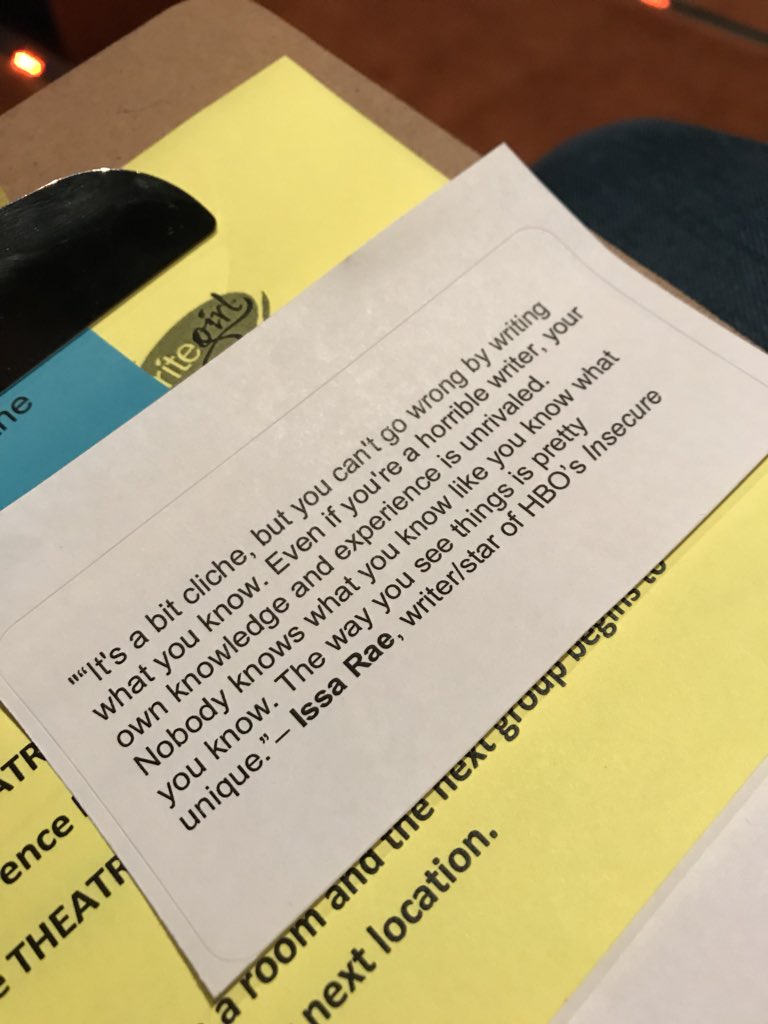 Lights, camera, <a href="/WriteGirlLA/">WriteGirl</a> dialogue workshop has started! Of all the quote cards, I got the one from my favorite TV baws @IssaRae! #girlpower #goals