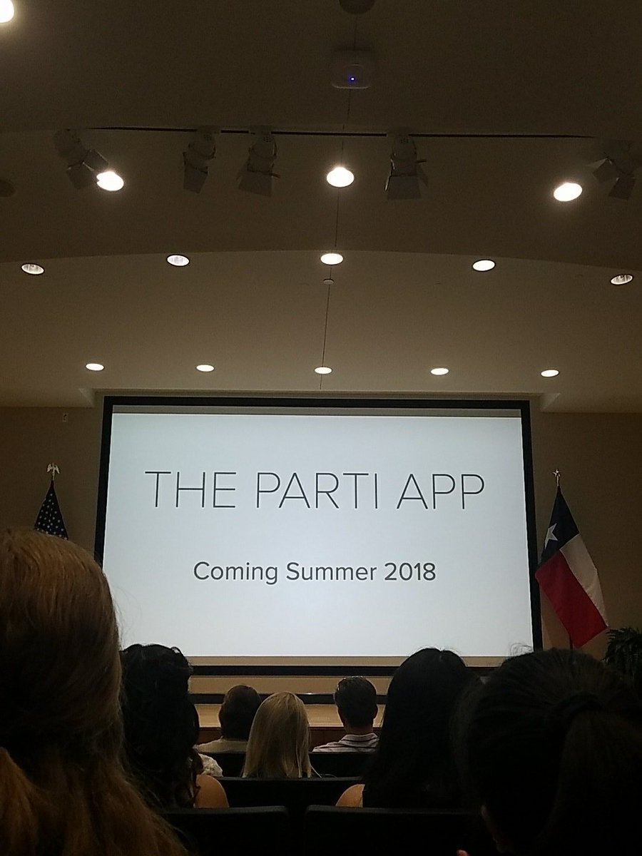 7inagarcia's tweet photo. First up is the @thepartiapp, a interactive party-planning app to get lit more efficiently #UTDemoDay https://t.co/32MYA4P4KV