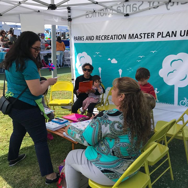santamonicacity's tweet photo. Arts, books, and parks...serving up a great combo! Find the #SaMoParksMasterPlan at the Arts & Literacy Festival RIGHT NOW! Look for the bright green chairs to play parks & rec BINGO and tell us your big ideas for FREE prizes. Canβt wait to see you! https://t.co/LnwIheFH2r