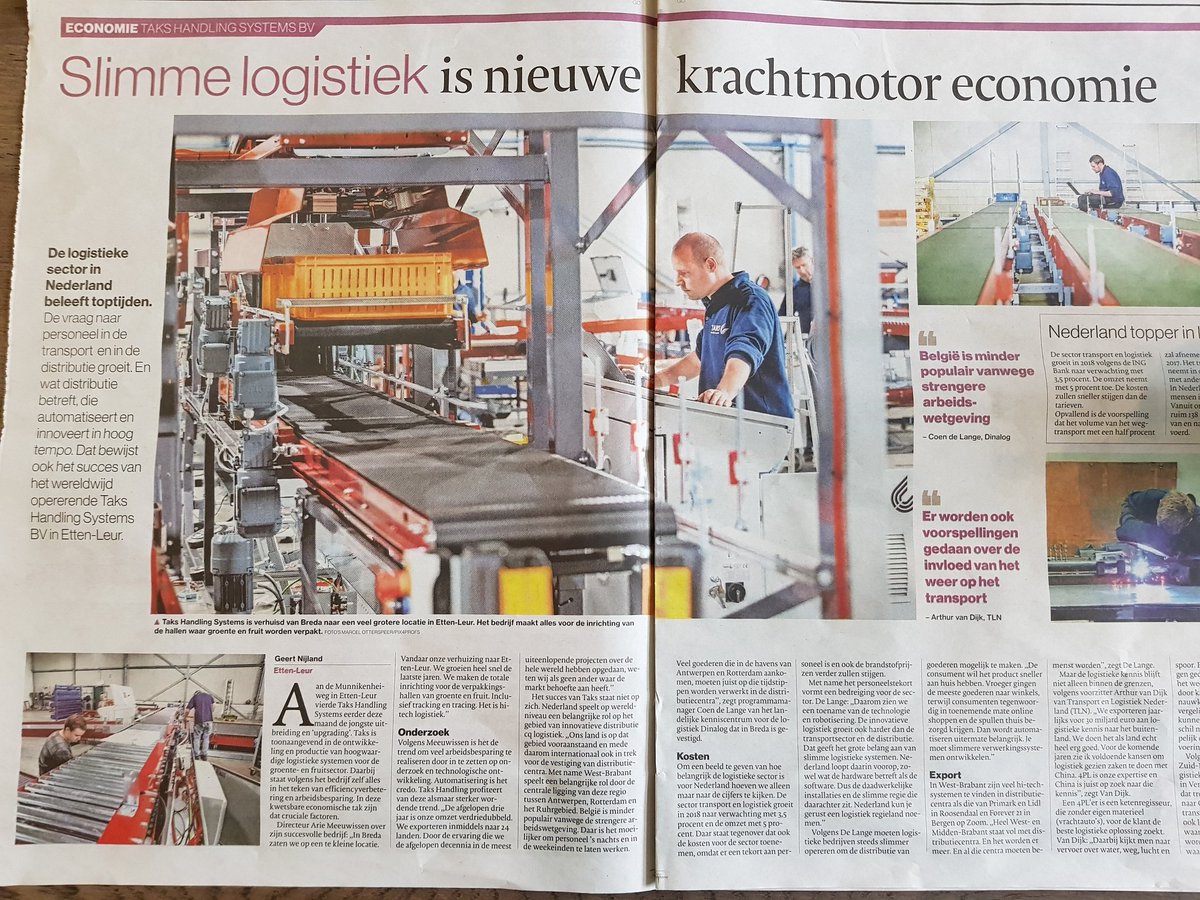 Takstuinbouw's tweet photo. Vandaag in BNDeStem artikel over logistiek en Taks Handling Systems https://t.co/p5flgCuVGM