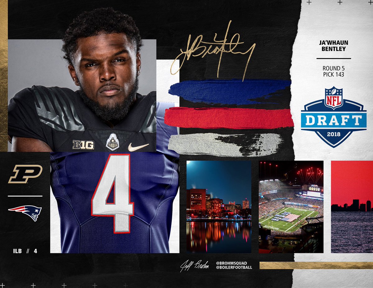 BoilerFootball's tweet photo. Congrats to @NVBentley33 👏👏👏!!! 5th round to the @patriots. First Boilermaker LB selected in the #NFLDraft since Stanford Keglar in 2008. #BoilerUp #LetsPlayFootball https://t.co/qRfgvz9odx