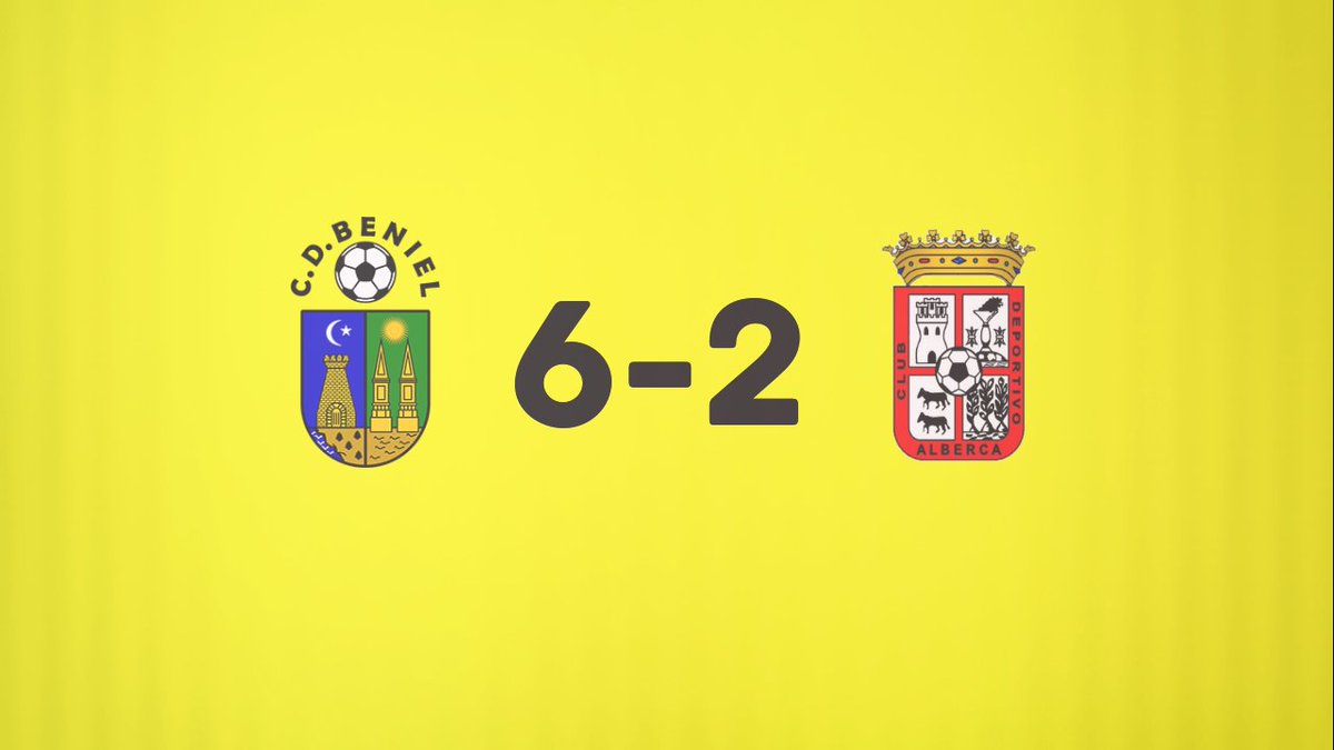 CDBeniel's tweet photo. 90'| 📣 ¡FINAL DEL PARTIDO!
El objetivo está más cerca 💪
#CDBeniel 6-2 #CDAlberca
#VamosBeniel #FiebreAmarilla https://t.co/kz9J7RgbbF