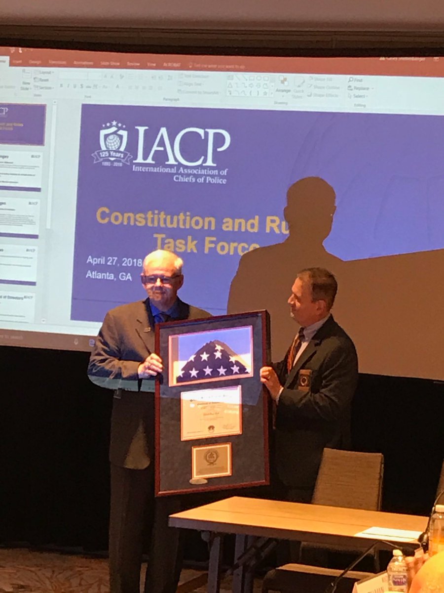 Colonel Tracy Trott recognized for his service to the IACP at the Board of Directors meeting in Atlanta this morning. Thank you for your dedicated service to law enforcement not only in Tennessee but throughout the World!  <a href="/THP_Colonel/">Colonel THP</a> <a href="/TNChiefs/">TN Chiefs of Police</a> <a href="/TheIACP/">The IACP</a> #TrueLeader