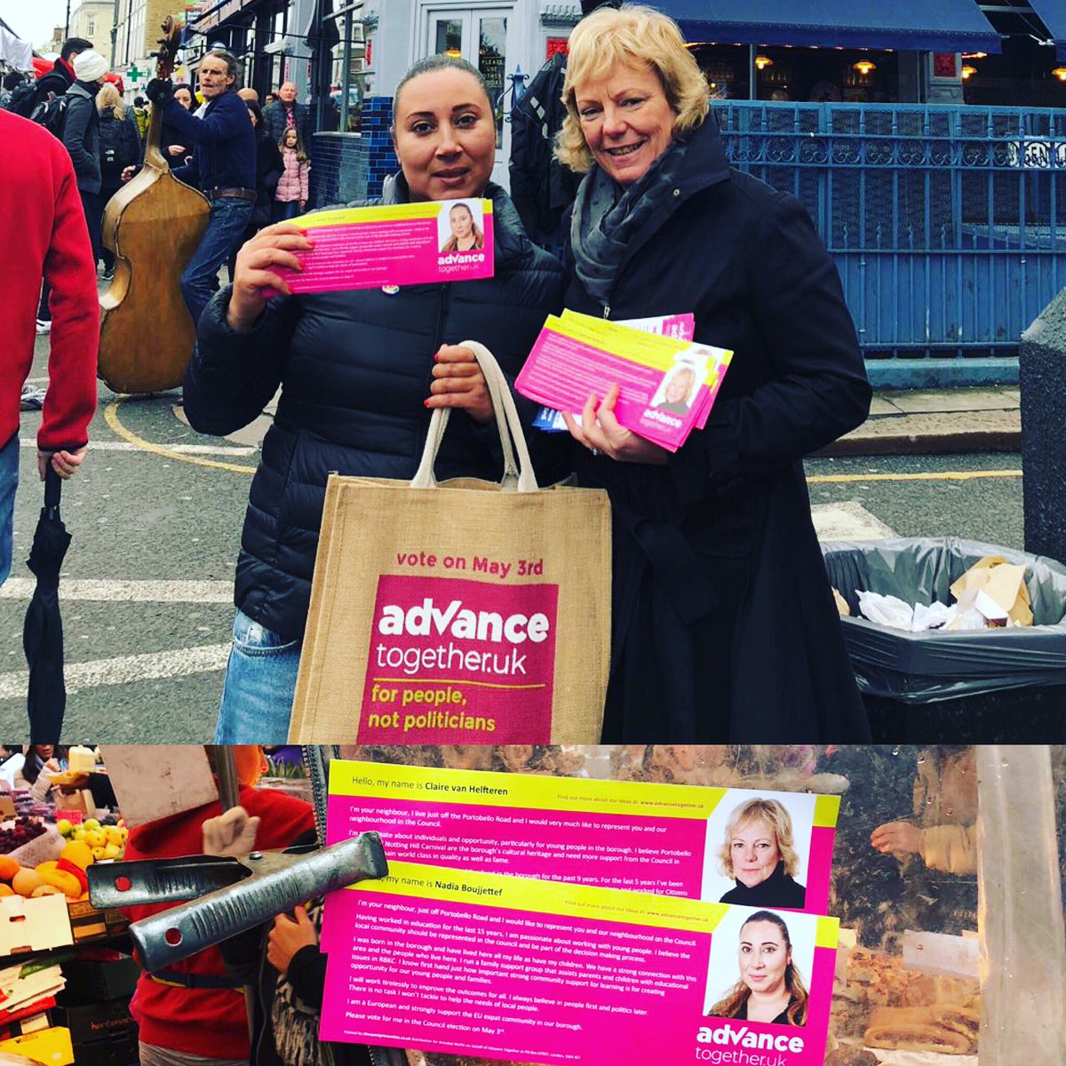 AdvanceRBKC's tweet photo. Our fabulous #Colville #candidates @NadsoneNa & @CvhClaire out in #Portobello and they have so many #supporters #kensington #chelsea #localelections2018 #rbkc2018 #advancetogether https://t.co/qdsxNZEbqP