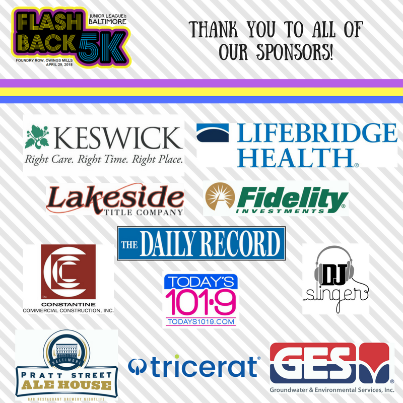 jlofbaltimore's tweet photo. Tomorrow is the big day--our #Flashback5K! We couldn't do it without the support of all of our wonderful sponsors. THANK YOU! https://t.co/DKfc5WtFYN