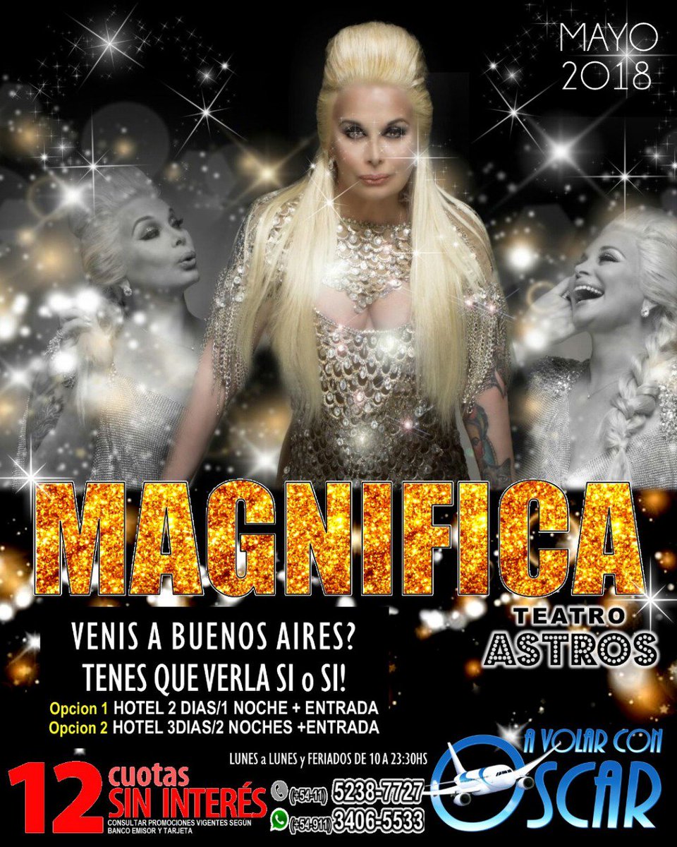 #Mayo2018 llega <a href="/MagnificaMDQ/">Magnifica</a> al Teatro Astros con <a href="/Carmen_LaLeona/">Carmen Luz Barbieri</a> <a href="/balfederico/">Federico Bal</a> <a href="/valearchimo/">Valeria Archimo</a> <a href="/SolPerez/">Sol Perez</a> <a href="/bichogomezOK/">Bicho Gomez</a> y 26 artistas en escena.
#Magnifica <a href="/AlzuaPro/">Alzua Producciones</a> <a href="/Marin1966Marin/">Guillermo Marin</a> <a href="/CeciliaLignazi/">Cecilia Lignazzi</a>