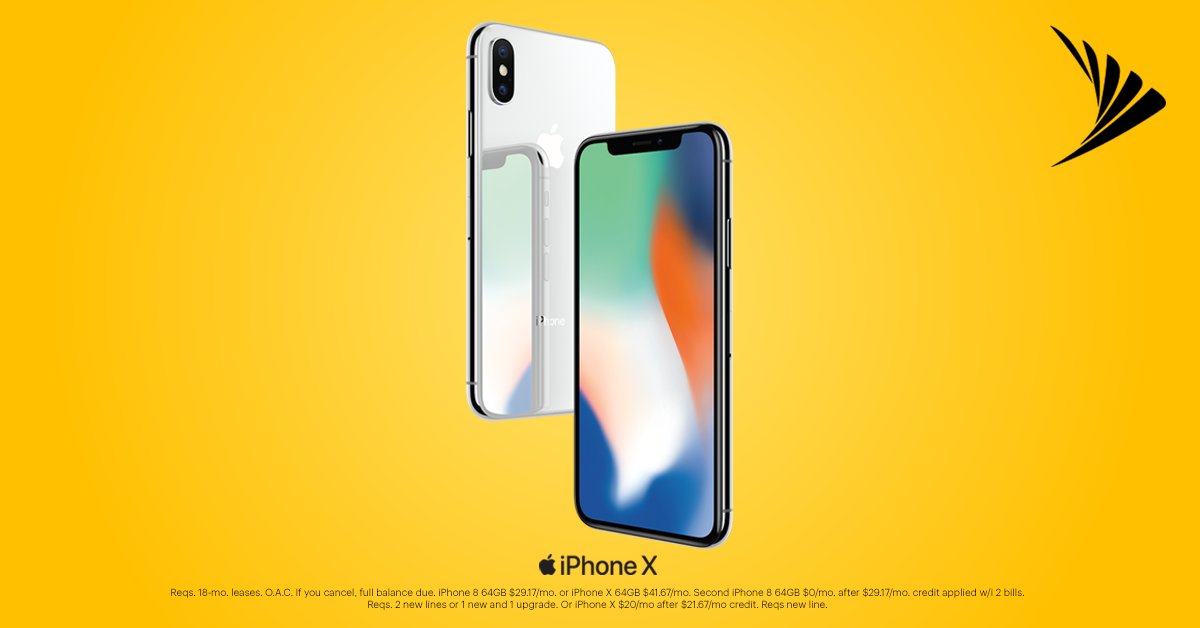 NuWaveSprint23's tweet photo. Share the love! Lease any iPhone 8 or iPhone X &amp; get iPhone 8 on us. Or get iPhone X for $20/mo. https://t.co/Nk0VOM79WC