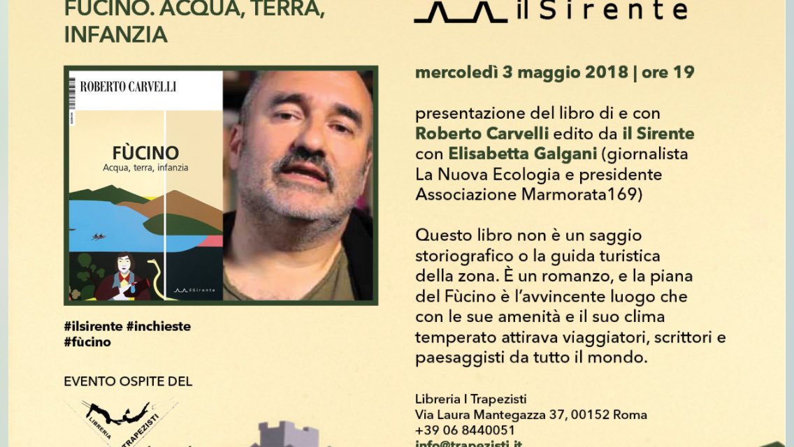 #Fucino a #Roma venite? <a href="/Trapezisti/">I Trapezisti</a> <a href="/Lanuovaecologia/">La Nuova Ecologia</a> <a href="/ilsirente/">Editrice il Sirente</a> <a href="/PERDERSIaROMA/">PERDERSIaROMA</a> <a href="/eligalgani/">Elisabetta Galgani</a>  <a href="/marmorata169/">Marmorata169</a>