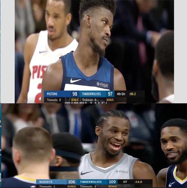 Kevin4213235's tweet photo. Jimmy Butler gets "iced" at FT line by Reggie Jackson just before the final of 3 FTs to tie the game...misses.
Andrew Wiggins needs to push it to a 2 possession game and is "iced" by Will Barton by a joke I wish I heard...sinks it.
#ICEdefense #twolves https://t.co/Q1dmNM0rvp