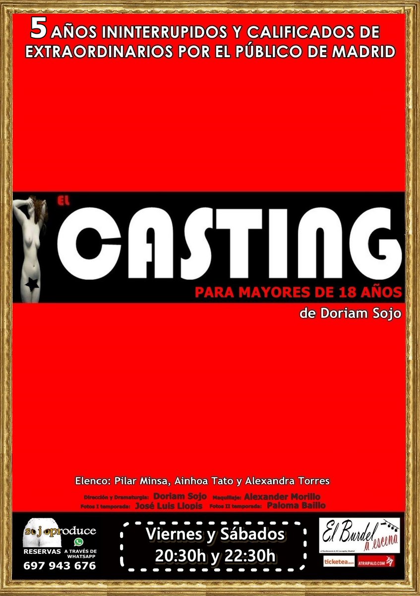 sojoteatro's tweet photo. #HOY

@ELCASTING18 

RESERVAS: https://t.co/Y7zrzD9s1e

En Lavapiés se está realizando un particular casting. Las condiciones son 500€ a la semana y nada de intimidad, ya que durante su estadía compartirán con los espectadores sus sueños y ambiciones.

¿Te apuntas? https://t.co/63xWVveIRH