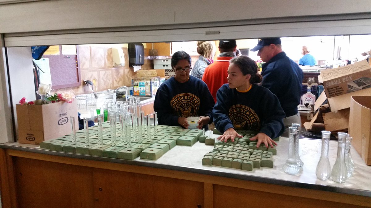 JBHSNJROTC's tweet photo. #JBHSNJROTC,  Two  cadets from JBHS NJROTC got up really this morning to help local Community Church setup for Annual Rose Show. https://t.co/ZCJClfbx34