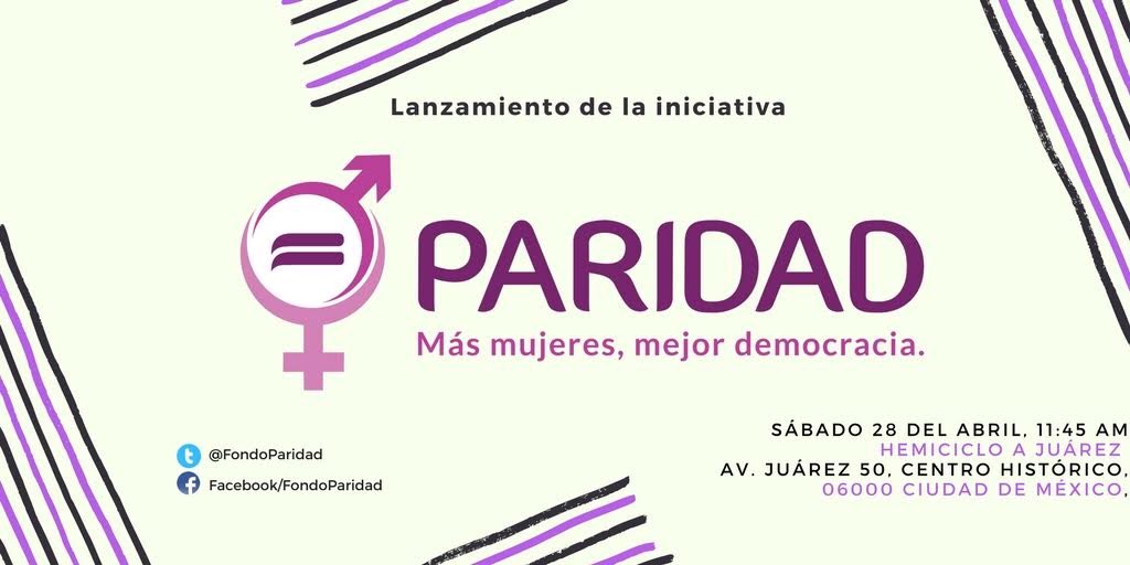 FondoParidad's tweet photo. Nos vemos el día de hoy a las 11:45 en el Hemiciclo a Juárez para la presentación de esta gran iniciativa #FondoParidad https://t.co/GbukL07ppA