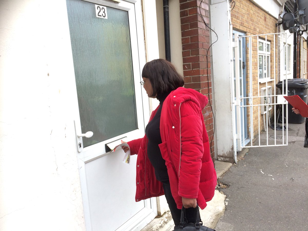 LeabridgeLabour's tweet photo. Our MP Diane Abbott is out on the doorstep this afternoon supporting our brilliant Cazenove Ward candidates Anthony, Sam and Caroline. Thanks Di! https://t.co/ZxbDA8NRG0