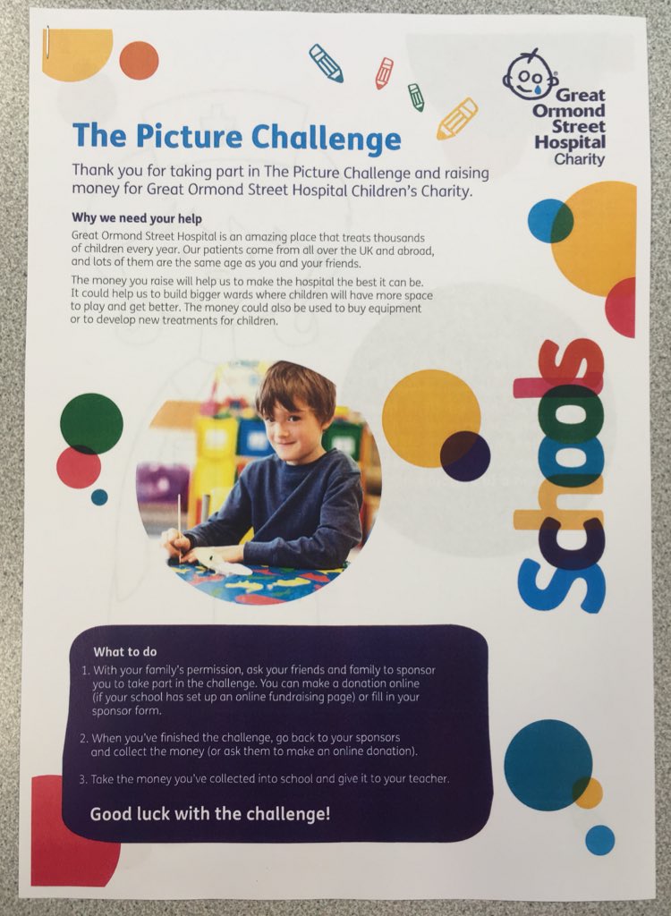 DeneholmSWECET's tweet photo. Don't forget to work on your sponsored challenge this weekend! The Picture challenge for KS1 and The Body challenge for KS2 set up by our PALs to raise money for Great Ormond Street Hospital (GOSH). https://t.co/6K2DgvjHeb