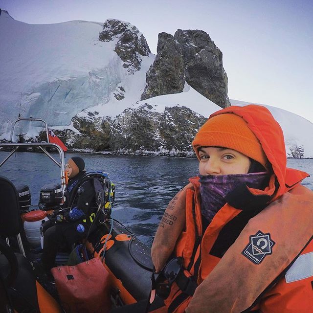 jawalkup's tweet photo. Yesterday I went out to check out the diving operations here at Rothera. It was very interesting to see these guys in action. They looked a hit chilly when they got out. Everyone on the boat is very wrapped up against the chill and we stay dry!! #antarct… https://t.co/DLb1OuPLOt https://t.co/DfzFmJRi6H