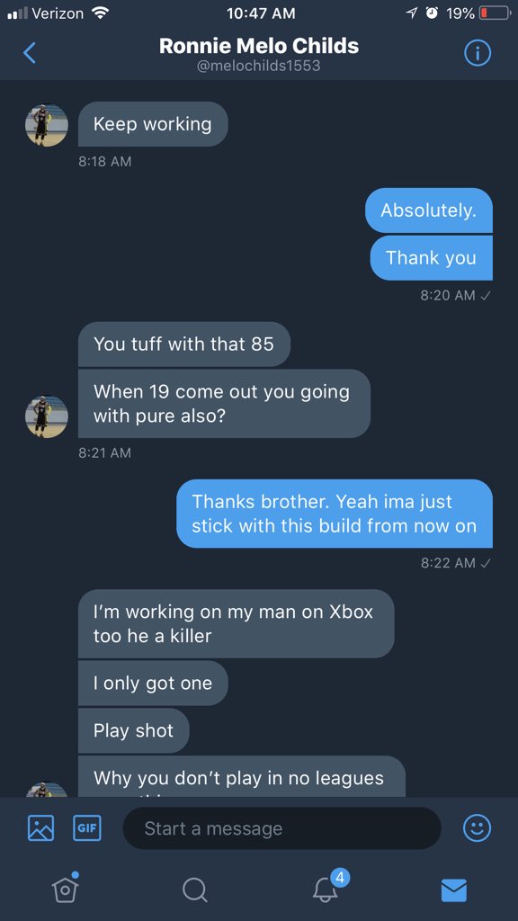 optimaGLg's tweet photo. it bothers me when people talk sh*t on the #2Kcommunity. here’s this amazing player sending me this motivating message today. i appreciate u @melochilds1553 #respectaf #humbled #hewazntready #OVRmeansNOTHING https://t.co/fZ2jdBA0Kc