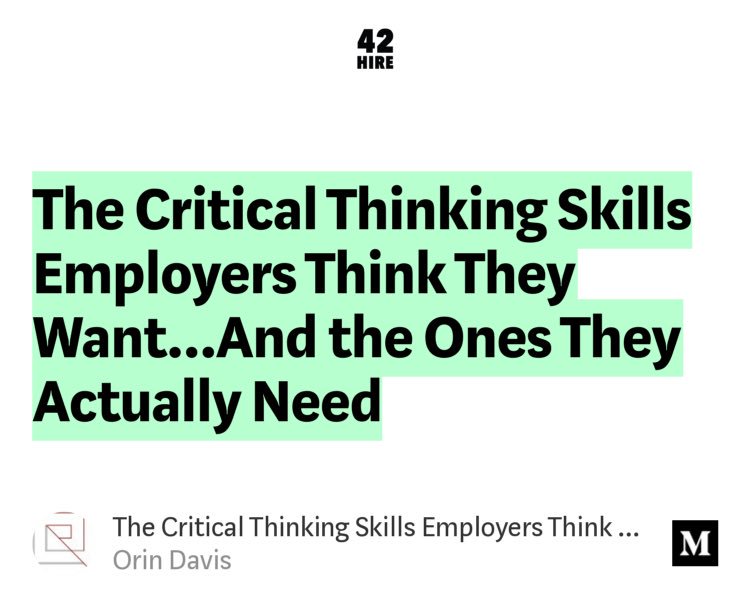 KarlSchubertUoA's tweet photo. “The Critical Thinking Skills Employers Think They Want…And the Ones They Actually Need” by @DrOrinDavis #criticalthinking #innovation  https://t.co/sHkNnvKKLY https://t.co/VphSTyQ2DT