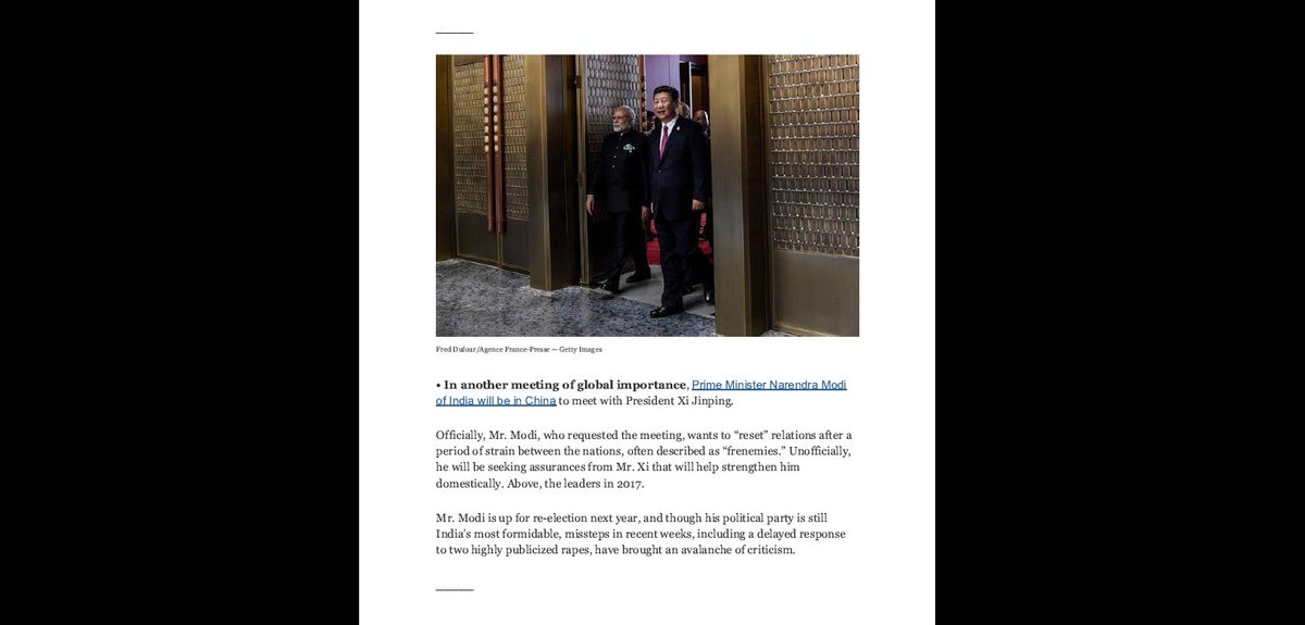 namitverma's tweet photo. #NewYorkTimes : "Modi who requested the meeting" & #ModiXisummit #Agenda Exposed. #NarendraModi #IndiaChina #WuhanSummit #ModiInChina #ModiInWuhan #RSS #BJP #BJP4Nation #Congress #RahulGandhi #RahulDaresModi #India #IndianArmy #election2019 #ForeignPolicy #Doklam #AmitShah https://t.co/0NdiV7ztYe