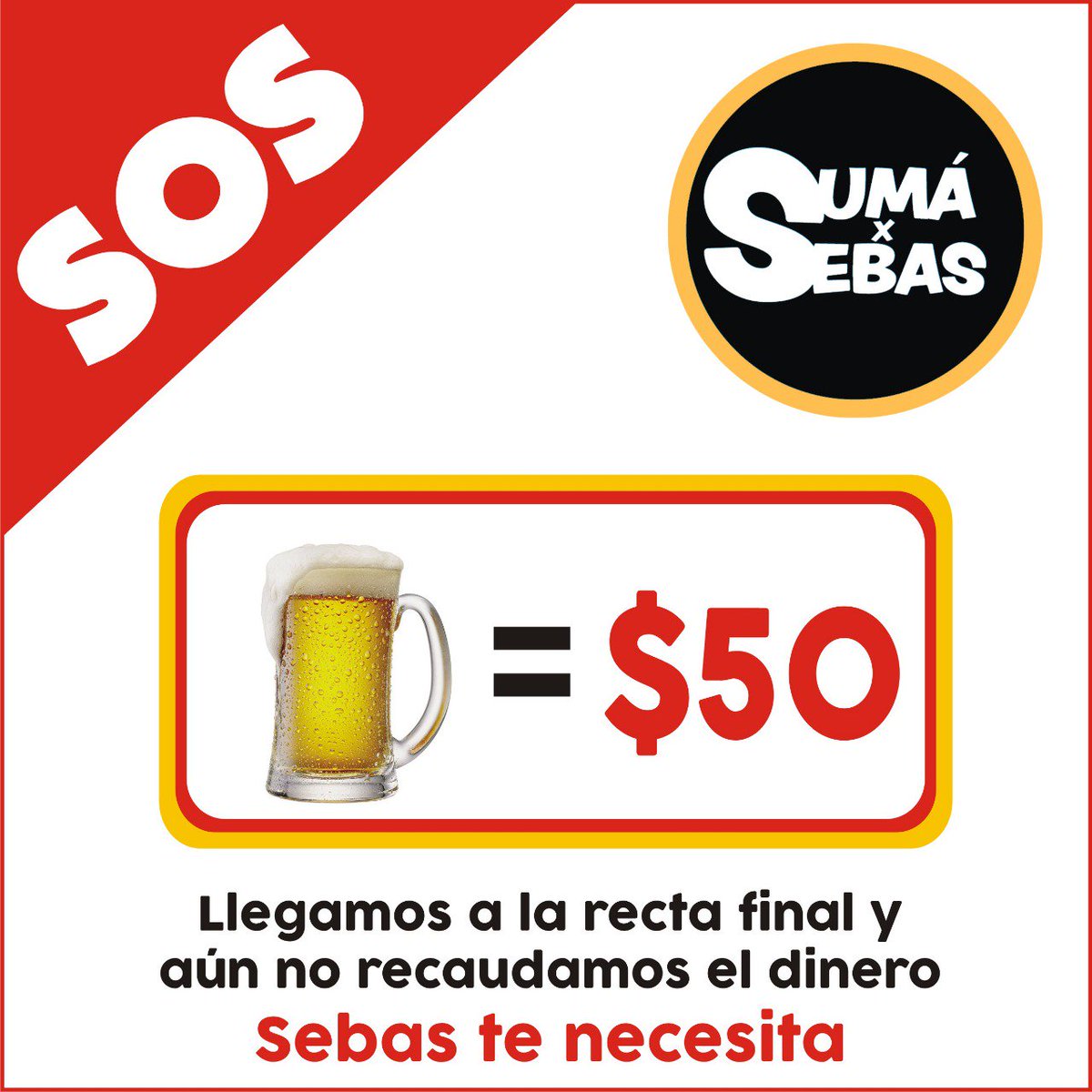 sumaxsebas's tweet photo. Este #finde podés tomar agua en lugar de gastar en una #birrita y aportá para una causa que vale la pena, sumá x la #salud #sumaxsebas https://t.co/AuGoEHv96Z