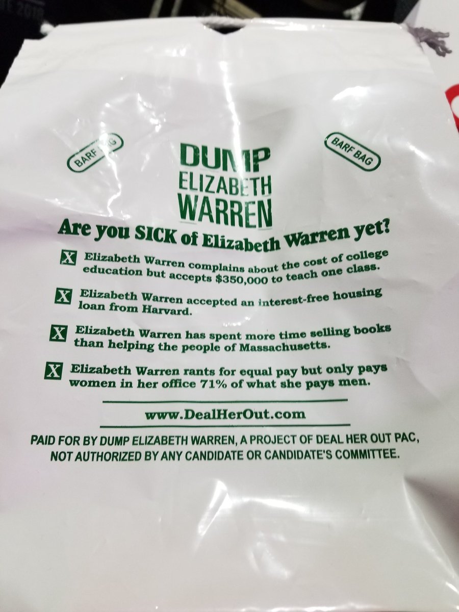 aliciacannon630's tweet photo. Love the barf bags at this year's Republican State Convention. #dumpwarren #bethlindstrom https://t.co/AwRdmsi2ad