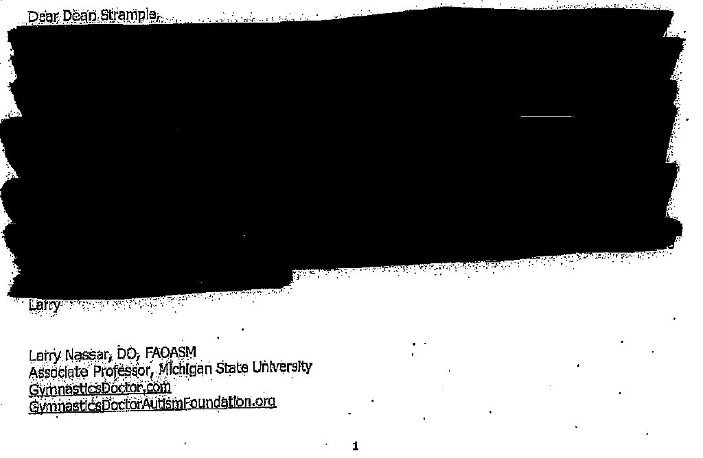 lynseymukomel's tweet photo. I, like countless reporters around the country, have been working to obtain documents from #MSU through #FOIA. The university has vowed to be transparent, but this shows you what we're dealing with. An email #Nassar sent to #Strampel in 2014 entirely redacted: https://t.co/ZO95Fa9ZMl