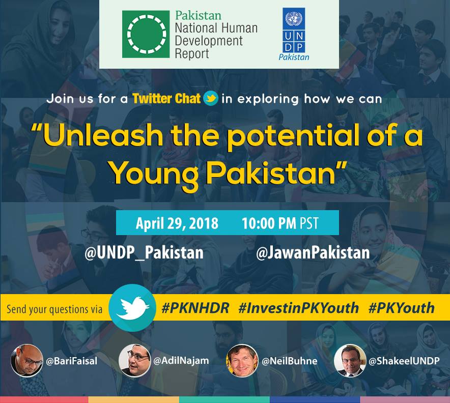 AdilNajam's tweet photo. Q: How do you launch research on #PKyouth?
A: With a concert (Wed) and, yes, a #TwitterChat (Sun).

Come join me on #May2 in #Islamabad for @JawanPakistan #NHDRpk launch. I will present the findings. @ThePindiboys and #ZohaZubair will sing.

Register here: https://t.co/ATlbfz9x33 https://t.co/VttqA9XWyj