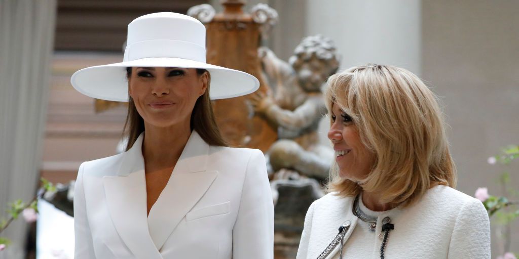 BazaarUK's tweet image. Melania Trump "has a strong personality but works hard to hide it", Brigitte Macron reveals bit.ly/2KnbTg0