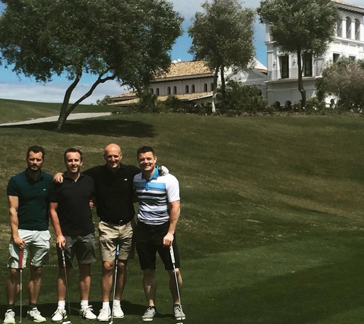 JamieDornanLdn's tweet image. “A pleasure to have #JamieDornan and #BrianODriscoll today at the club..” via lareservasotogrande IG