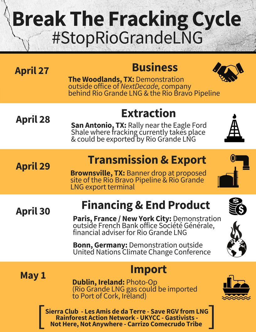 TexasSierraClub's tweet image. Today is Day 2 of our international #BreakTheFrackingCycle demonstrations! 

Stay tuned for a 12 pm CT live stream from @ClimateSATX on the impacts of Eagle Ford Shale gas fracking on #SanAntonio, one of the largest US cities suffering most from Eagle Ford Shale extraction.