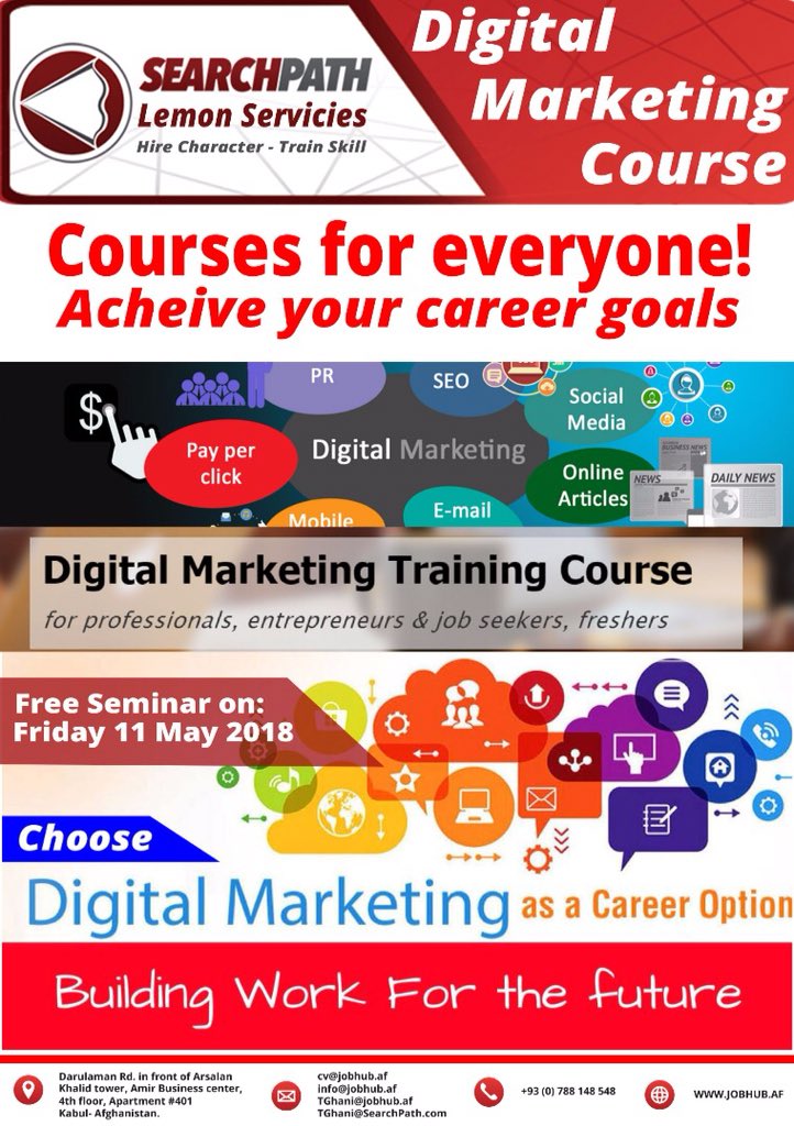 SearchpathG's tweet image. Free Seminar on:
Friday 11May2018
For more information:
JobHub.af
Info@jobhub.af
+93 (0) 788 148 548