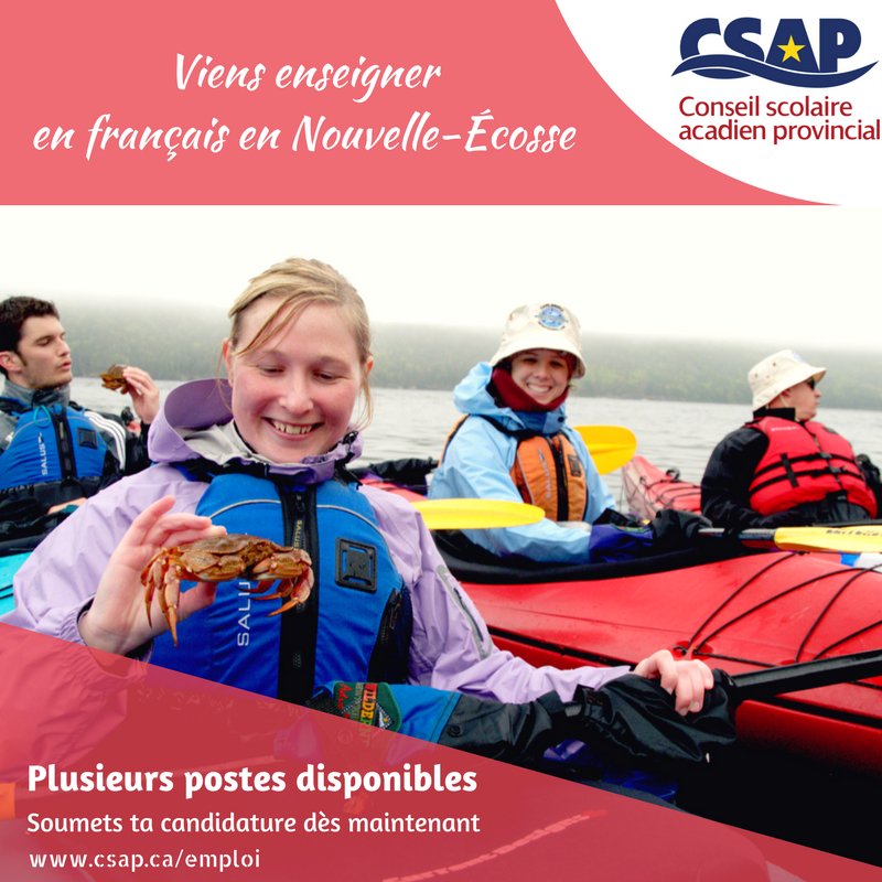 CSAP_Officiel's tweet photo. Vivez une expérience à part et venez enseigner en français en Nouvelle-Écosse! https://t.co/4aiamECf0c https://t.co/L0k5wUBlIy