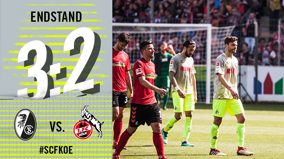 fckoeln's tweet photo. Der #effzeh verliert mit 2:3 in Freiburg und damit steht fest: Der FC steigt in die 2. Bundesliga ab. Ein Abstieg, der richtig wehtut – den Fans dieses besonderen Vereins, der Mannschaft und der Stadt. Die Ligazugehörigkeit ändert sich. Doch die Liebe zum FC bleibt. #durchetfüer https://t.co/eDfGEWfwXb