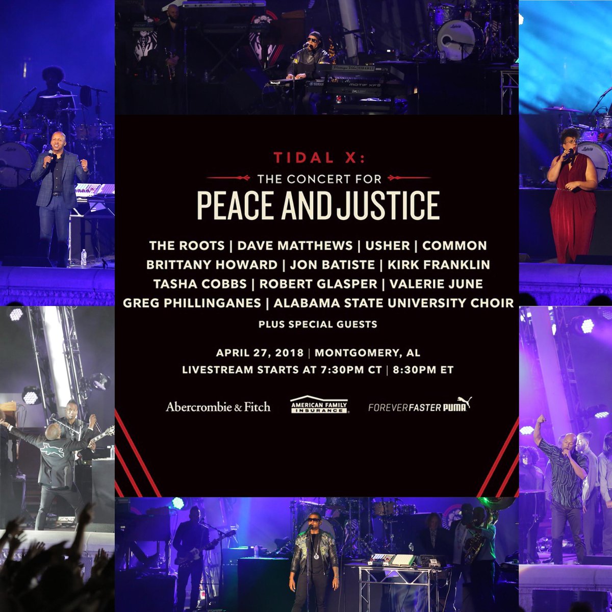 TIDAL's tweet photo. It’s a beautiful thing to see so many incredible artists like @StevieWonder, @kirkfranklin, @davematthewsbnd and more come together for an amazing cause. Stream @eji_org’s #ConcertForJustice now on https://t.co/qJfDh34lKQ #TIDALxEJI https://t.co/TfuMzl3JMz